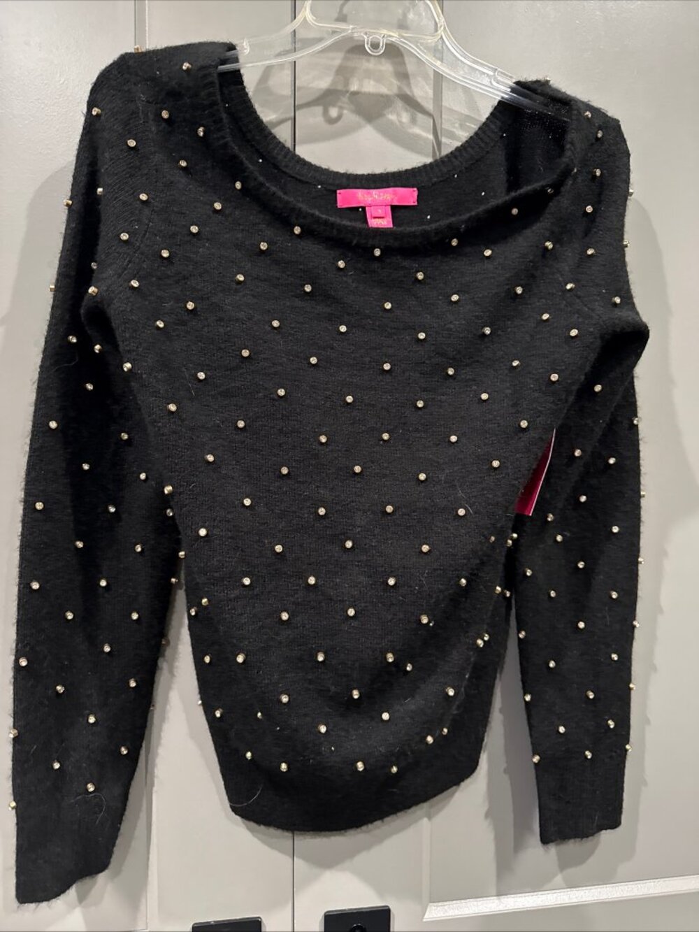 NWT Lily Pulitzer Laveta Sweater Black Rhinestones Sz S